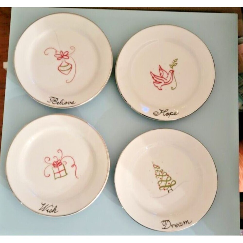St. Nicholas Square Tis The Season Holiday Appetizer Plate Set of 4